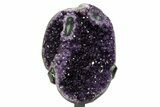 Sparkling Amethyst Geode With Metal Stand - Uruguay #371905-1